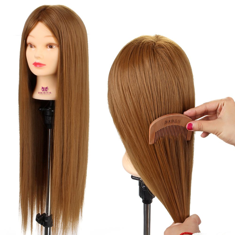 26" Long Hair Hairdressing Training Head Mannequin Doll + Braid Set